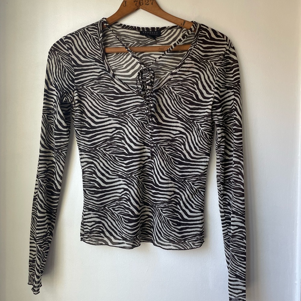 Early 00’s Zebra Sheer Blouse Small